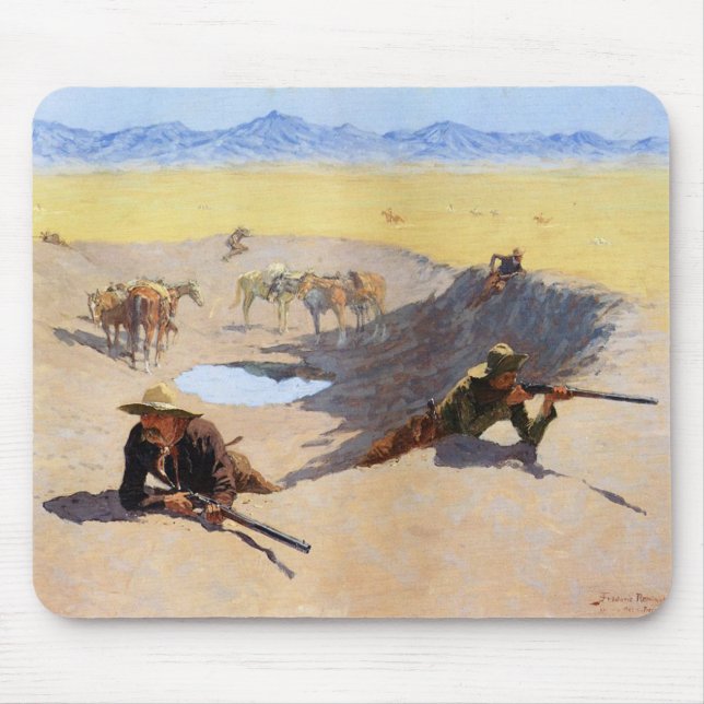 Tapis De Souris Luttez pour le ~ Frederic Remington de trou d'eau (Devant)
