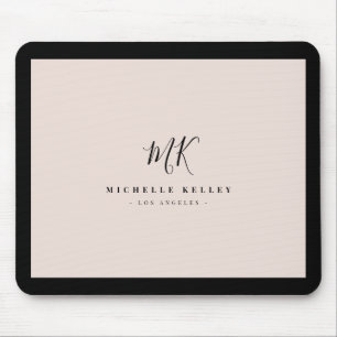 Tapis De Souris Luxe Mini Monogramme Rose Clair Chic