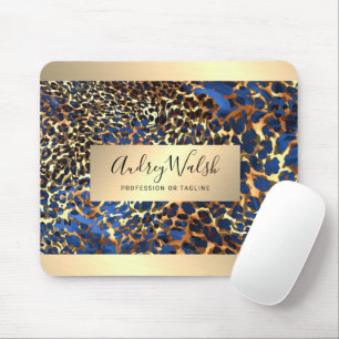 Tapis De Souris Luxe Peau de Bête Leopard Beauté Paillettes Or