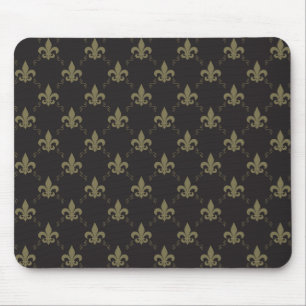 Tapis De Souris Luxueux Black Gold Fleur De Lis Motif