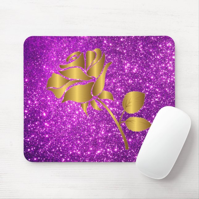 Tapis De Souris Luxueux Floral Purple Gold Parties scintillant Cad (Avec souris)