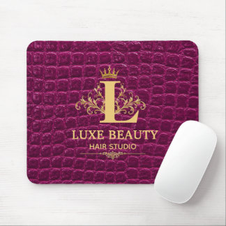Tapis De Souris Luxury Crocodile Leather Monogram Gold Initial