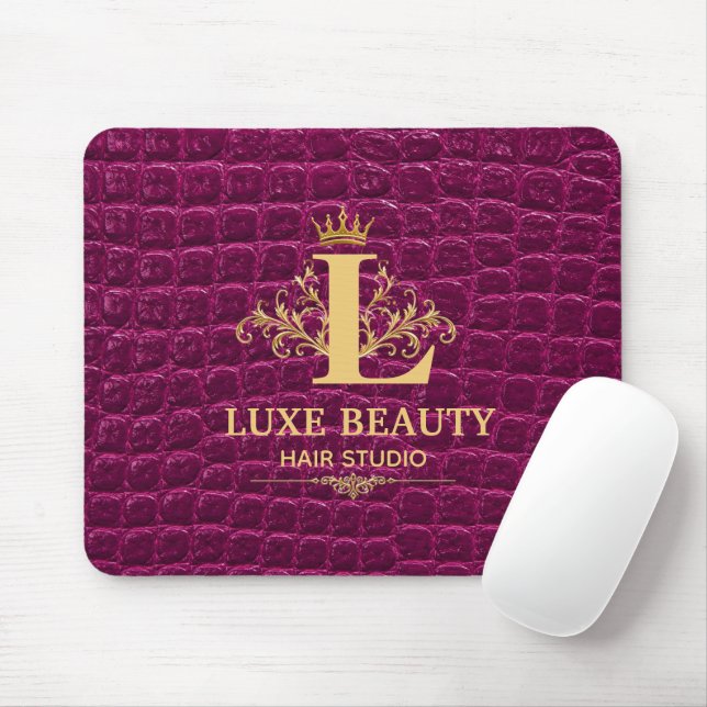 Tapis De Souris Luxury Crocodile Leather Monogram Gold Initial  (Avec souris)