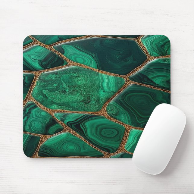 Tapis De Souris Luxury Emerald Malachite Green Marble Abstract (Avec souris)