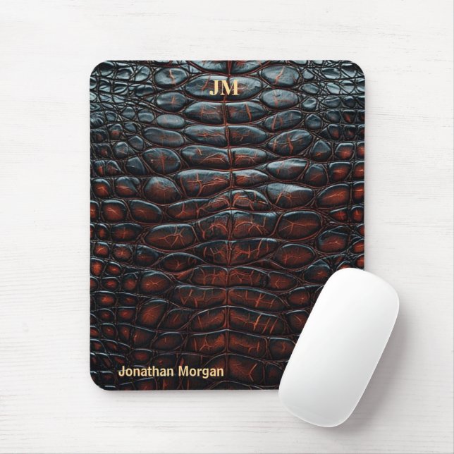 Tapis De Souris Luxury Executive Monogram Premium Leather  (Avec souris)