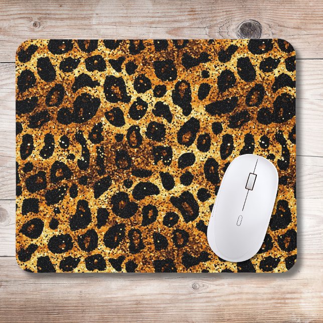 Tapis De Souris Luxury Glitter Gold Brown Rust Leopard Pattern (Créateur téléchargé)