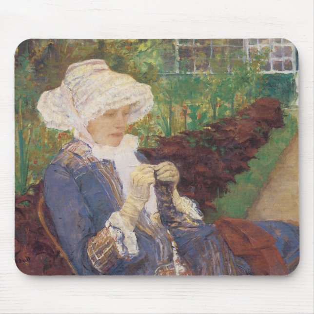 Tapis De Souris Lydia Crocheting en Jardin à Marly, Mary Cassatt (Devant)
