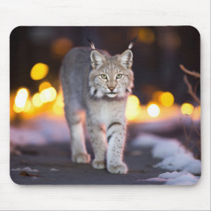 Tapis De Souris Lynx Animal De La Faune Dans La Rue En Plein Air