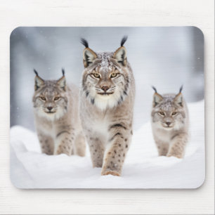 Tapis De Souris Lynx Famille d'animaux errants Nature