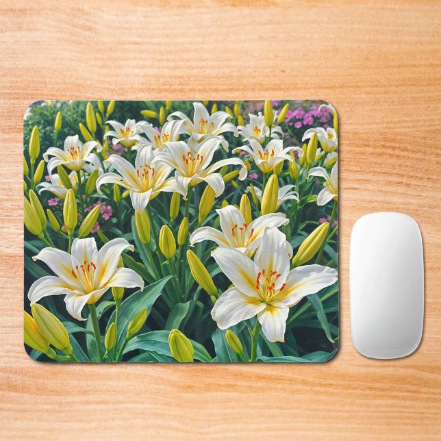 Tapis de souris Lys Blancs (Mouse pad with white lilies)