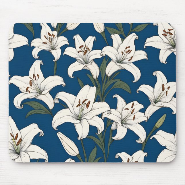 Tapis De Souris Lys de pâques blancs motif (Devant)