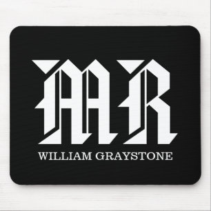 Tapis De Souris M. Noir & Blanc Nom Monogramme