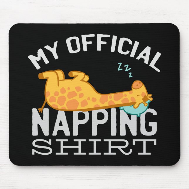 Tapis De Souris Ma chemise de sieste officielle - Giraffe endormie (Devant)