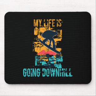Tapis De Souris Ma Vie Va Descendre Grunge Winter Snowboardi