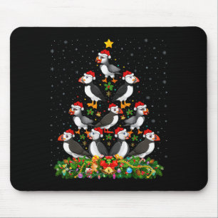 Tapis De Souris Macareux Noël Arbre Cadeau Chapeau Santa Macareux