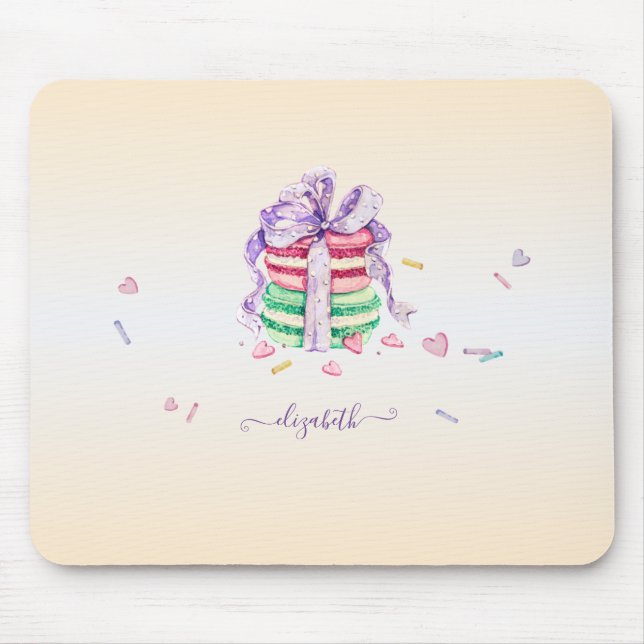 Tapis De Souris Macarons aquarelle tendance cool  (Devant)