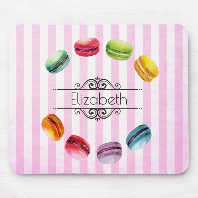 Tapis De Souris Macarons Dans Un Cercle | Pâtisserie française en  (Devant)