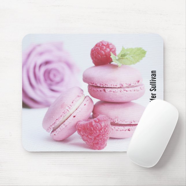 Tapis De Souris Macarons framboises roses Pâtisserie française Pho (Avec souris)