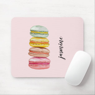 Tapis De Souris Macarons français aquarelle peints à la main