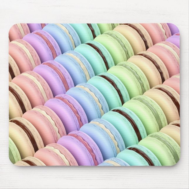 Tapis De Souris Macarons français aux couleurs et saveurs différen (Devant)