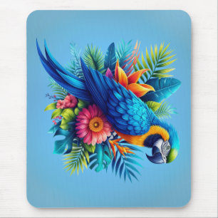 Tapis De Souris Macaw tropicale bleue et colorée