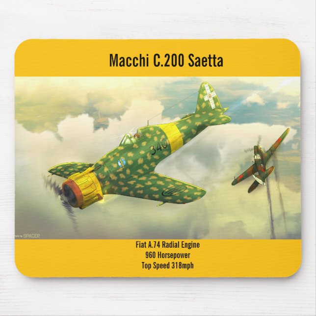 Tapis De Souris Macchi C.200 Saetta avion mousepad (Devant)