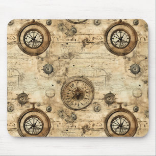 Tapis De Souris Machinerie Steampunk Victorienne Brun Sépia