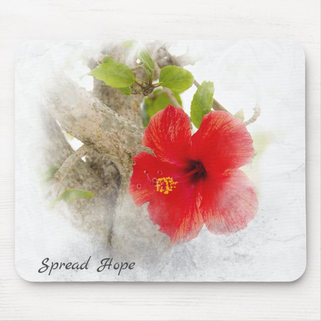 Tapis De Souris macro fleur d'hibiscus rouge (Devant)