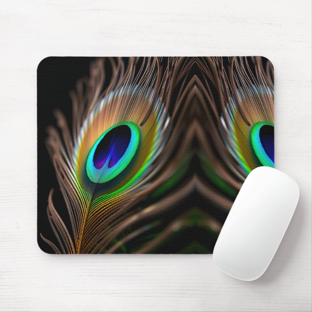 Tapis De Souris Macro hyper-vibrante de Peacock Feather Eye (Avec souris)