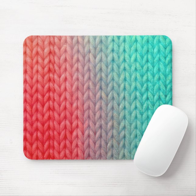 Tapis De Souris Macro Knitted Stitches in Gradient Colors (Avec souris)