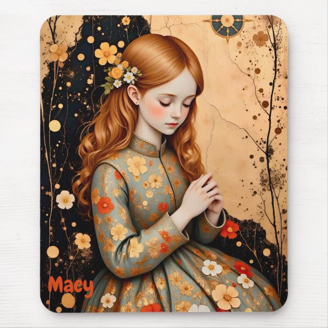 Tapis De Souris MACY ~ Élégante fille Vintage ~ Mousepad (Devant)