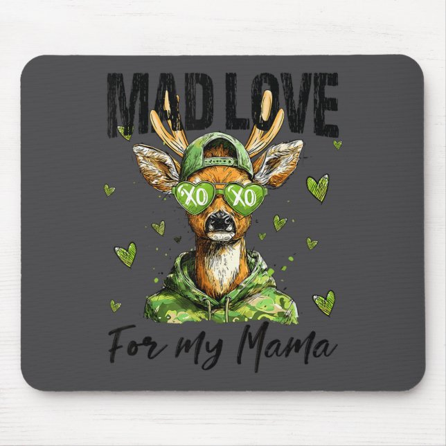 Tapis De Souris Mad Retro Love For My Mama Deer Hunting Boys Valen (Devant)