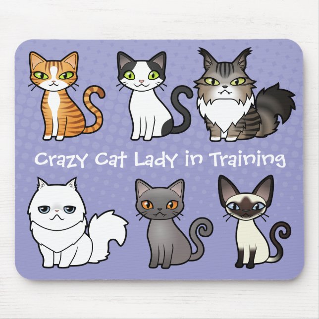 Tapis De Souris Madame folle de chat dans la formation (concevez (Devant)