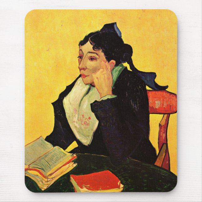 Tapis De Souris Madame Ginoux avec des livres de Vincent van Gogh (Devant)