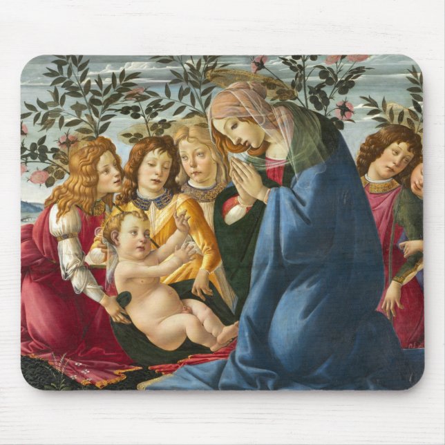 Tapis De Souris Madonna Adoring Child with 5 Angels Botticelli (Devant)
