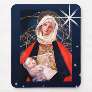 Tapis De Souris Madonna et Child. Cadeau de Noël en beaux-arts
