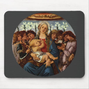 Tapis De Souris Madonna et Enfant avec huit anges par Botticelli