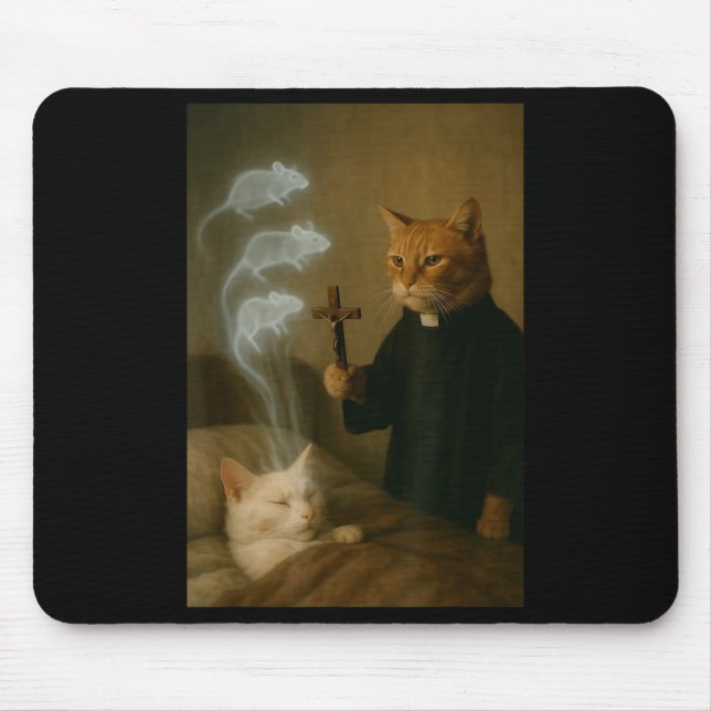 Tapis De Souris Mage Chat Mème Chat Exorcisme Souris Drôle Fantais (Devant)