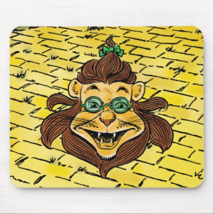 Tapis De Souris Mage de l'Oz vintage, Lion avec des lunettes