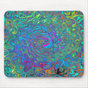 Tapis De Souris Magenta, Bleu et Mousse verte Retro Swirl
