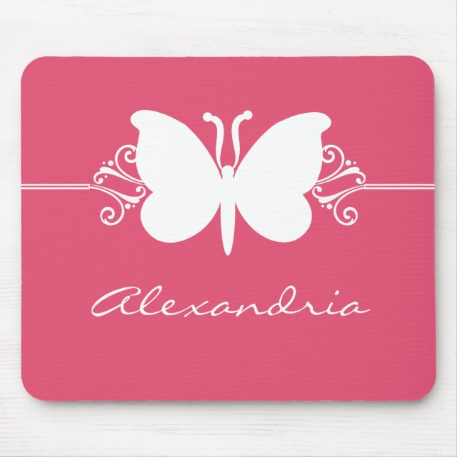 Tapis De Souris Magenta Butterfly tourne Mousepad (Devant)