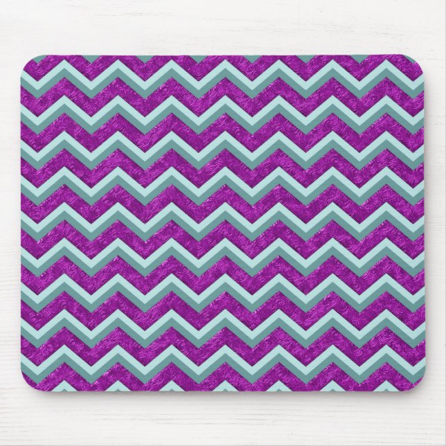 Tapis De Souris Magenta Foil et Turquoise ZigZag Motif (Devant)