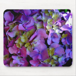Tapis De Souris Magenta Purple bleu jaune Hydrangeas fleurs