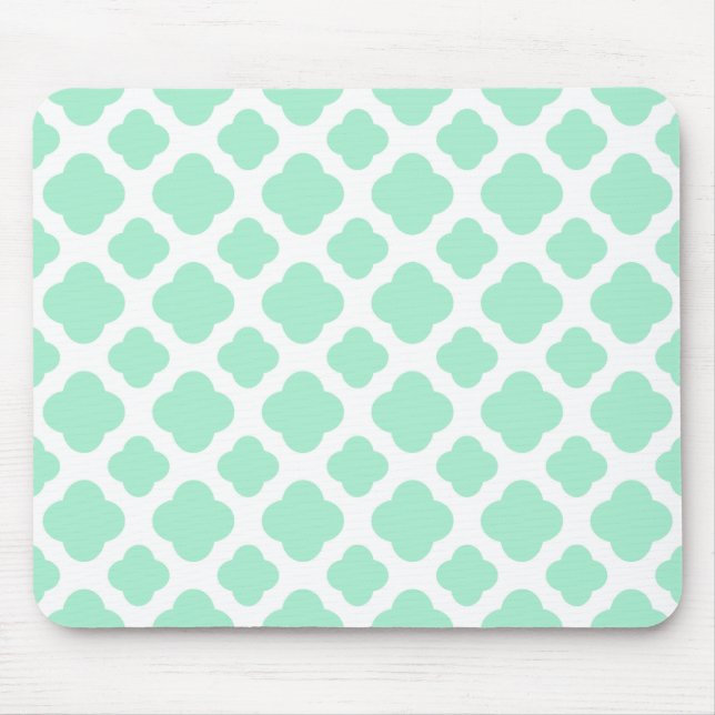 Tapis De Souris Magic Mint et White Quatrefoil Motif (Devant)