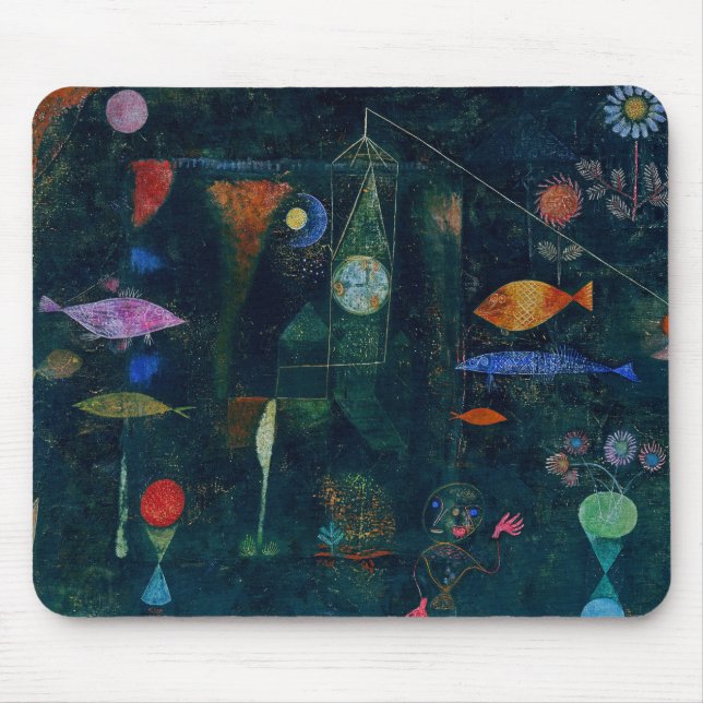 Tapis De Souris Magie de poisson de Paul Klee Peinture Abstraite A (Devant)