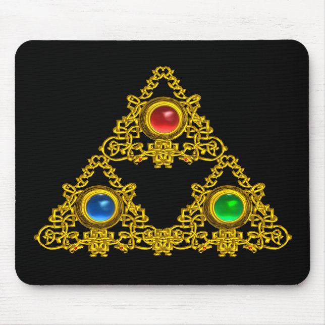 TAPIS DE SOURIS MAGIQUE ELFIC TALISMAN /GOLD TRIANGLE AVEC GEMSTON (Devant)