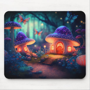 Tapis De Souris Magique Fairy Garden Papillons Champignons Cottage
