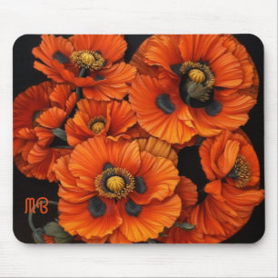 Tapis De Souris Magnifique beauté radieuse Orange Pavot Floral Art