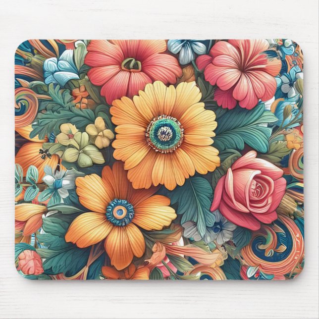Tapis De Souris Magnifique bouquet de fleurs (Devant)