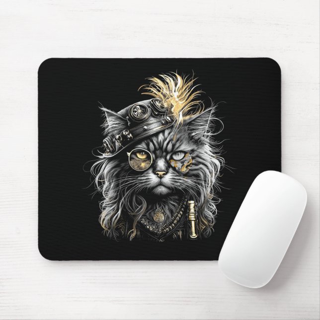 Tapis De Souris Magnifique chat Steampunk  (Avec souris)